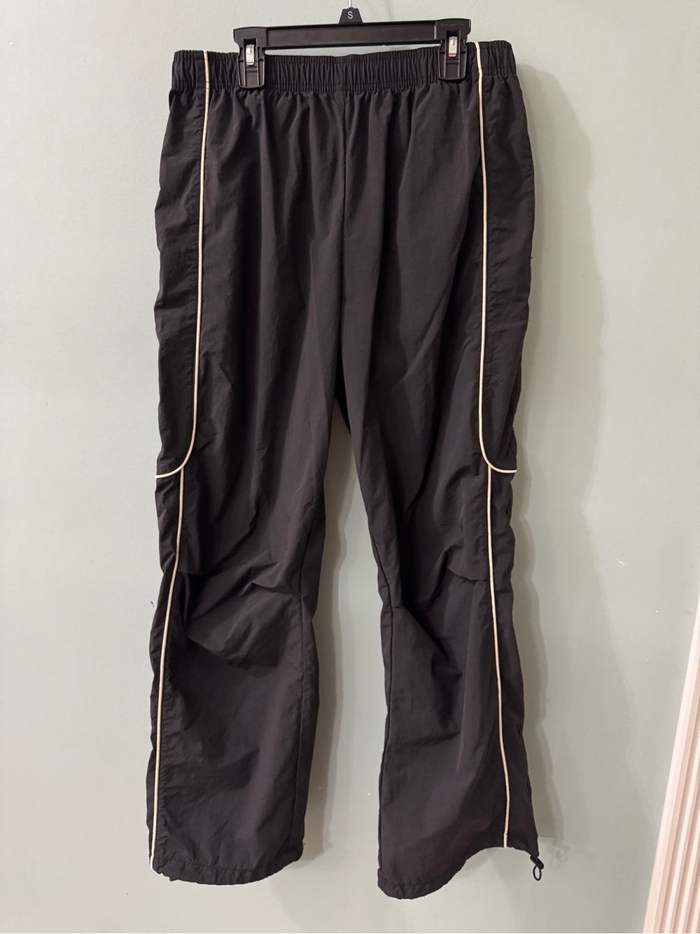 BDG Black Track Joggers with White Piping - Picture 6 of 7
